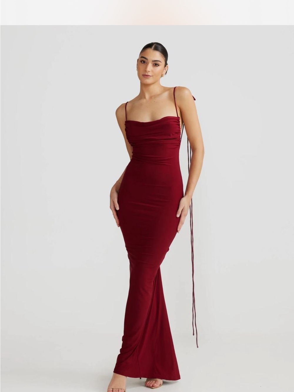 Melani The Label Jiani Red Burgundy Backless Maxi Dress XS